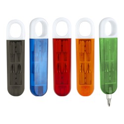 PUBLIGRAFIK DEL SURESTE: DESARMADOR AZUER Contiene 2 puntas de cruz y 2 puntas planas de diferentes tamaños.