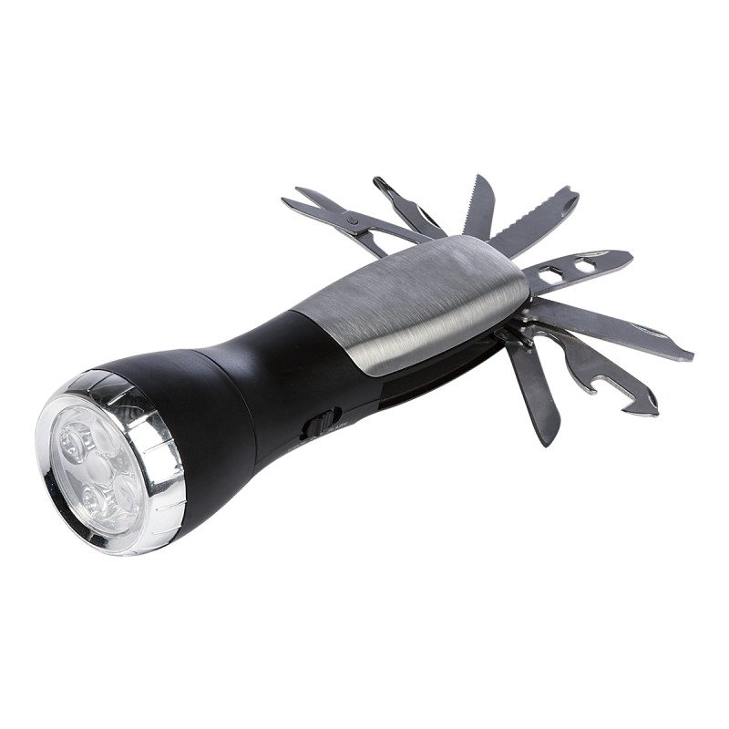 PUBLIGRAFIK DEL SURESTE: LÁMPARA CON NAVAJA PATHFINDER Navaja de 8 funciones y lámpara de 4 LEDS con flash. Incluye baterías (3 