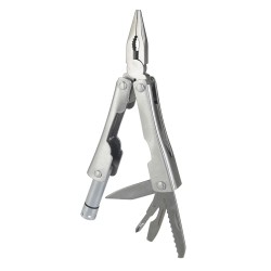 PUBLIGRAFIK DEL SURESTE: MINI PINZAS QUARK Mini pinzas de 7 funciones, cuenta con lámpara de 1 LED, navaja, desarmador de cruz, 