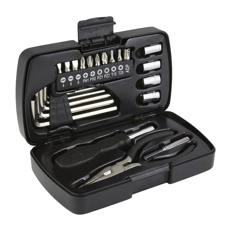 PUBLIGRAFIK DEL SURESTE: SET DE HERRAMIENTAS AUTHIE Contiene pinzas de punta, 5 llaves hexagonales, 10 puntas de desarmador, des