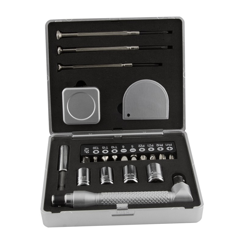 PUBLIGRAFIK DEL SURESTE: SET DE HERRAMIENTAS CONRAD Contiene 3 desarmadores de mano, flexómetro de 1 m, cúter, 10 puntas de desa