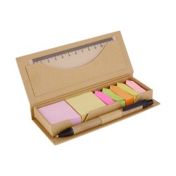 PUBLIGRAFIK DEL SURESTE: PORTA NOTAS INZIA Incluye 2 blocks de notas adheribles y banderas de 6 colores, regla de 12 cm y bolígr