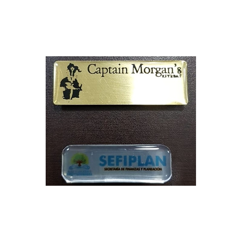 PUBLIGRAFIK DEL SURESTE: GAFETTE METALICO PLATA U ORO SUBLIMADO FULL COLOR CON ACABADO EN RESINA MEDIDA MAXIMA 7 X 2.5. CONTRA D