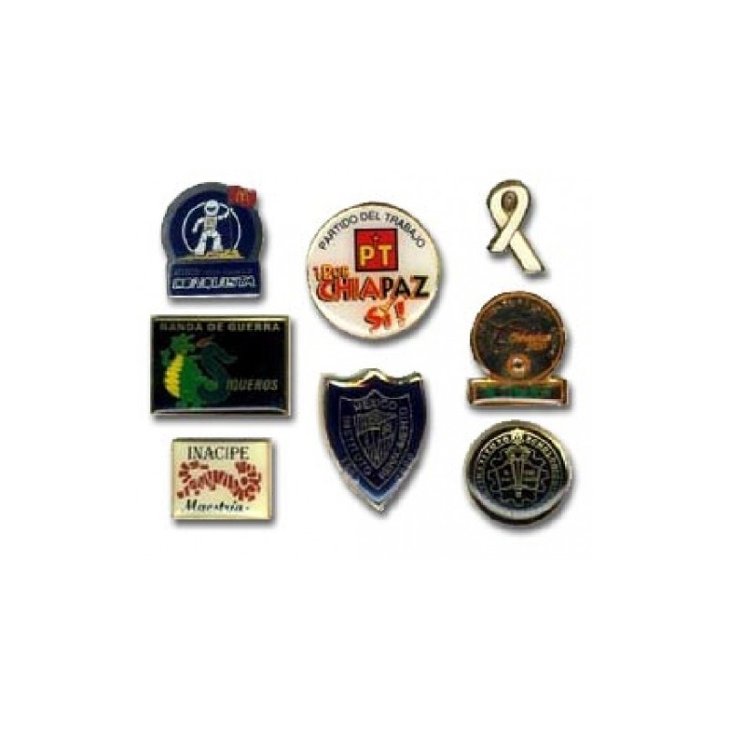 PUBLIGRAFIK DEL SURESTE: PINS PLASTICO METALIZADO CON IMPRESION DIGITAL CON ACABADO EN RESINA