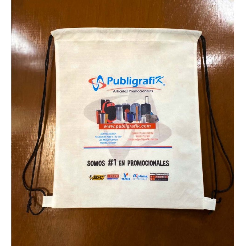 PUBLIGRAFIK DEL SURESTE: BOLSA-MOCHILA YOSEM CON SUBLIMADO 34.5 x 41 cm