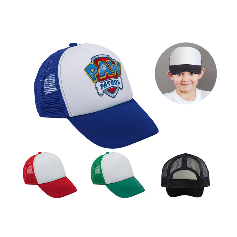 PUBLIGRAFIK DEL SURESTE: GORRA PARA NIÑOS TRUCKER FRENTE BLANCO MALLA DE COLOR CON SUBLIMADO AL FRENTE