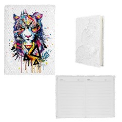 PUBLIGRAFIK DEL SURESTE: LIBRETA BRITTO CON PASTA DE LENTEJUELAS SUBLIMADA EN PORTADA 1 VISTA (80 HOJAS RAYADAS)