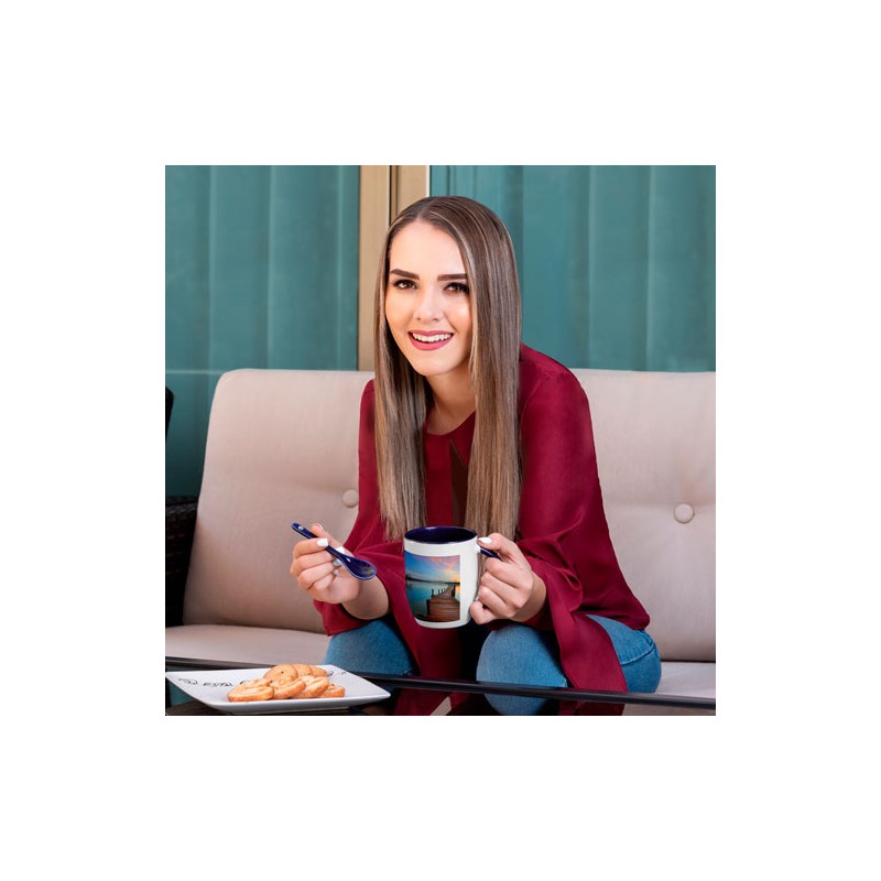 PUBLIGRAFIK DEL SURESTE: TAZA DE CERAMICA MARGAO CON CUCHARA, IMPRESION EN SUBLIMACION FULL COLOR